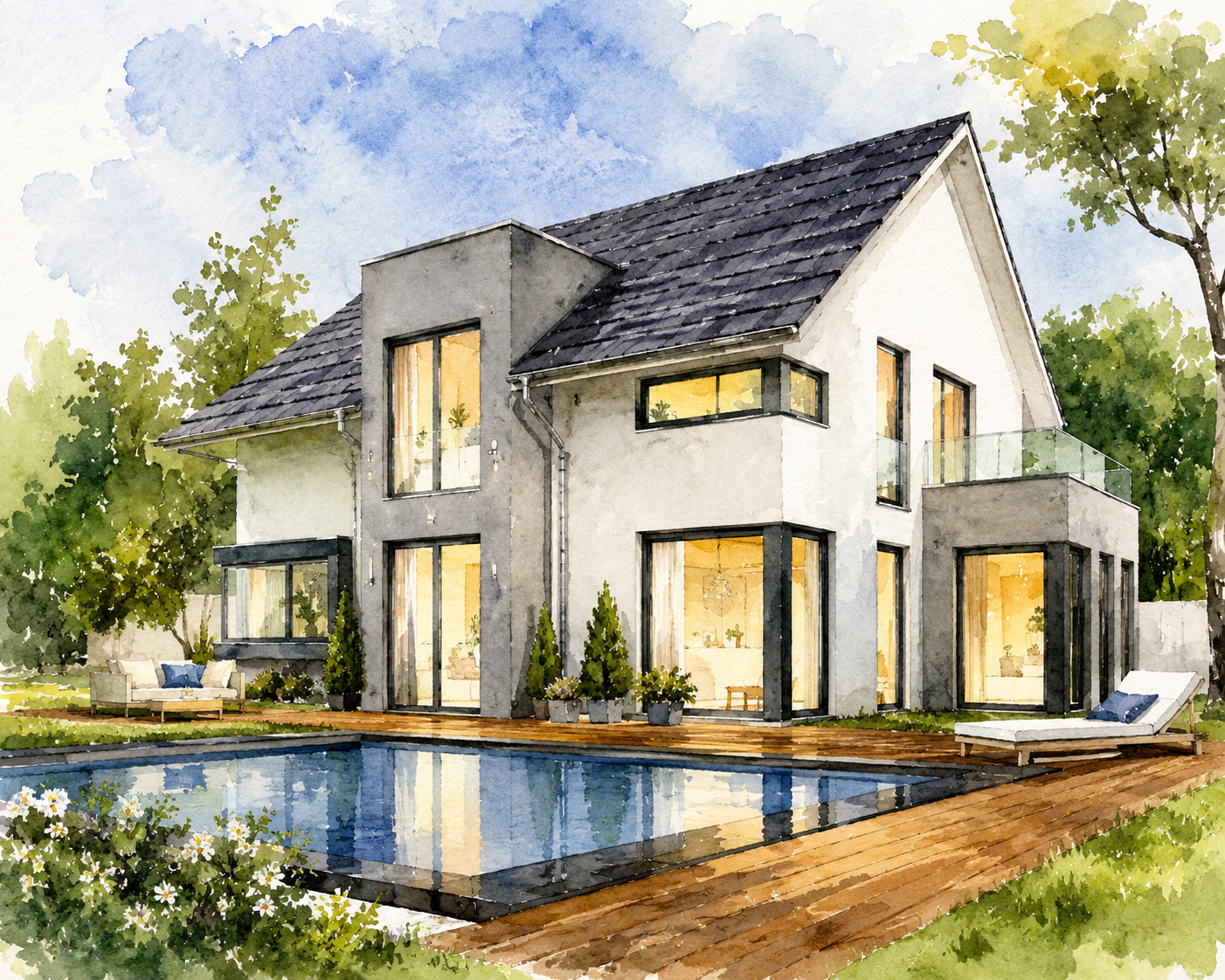 Fine-art house portrait print