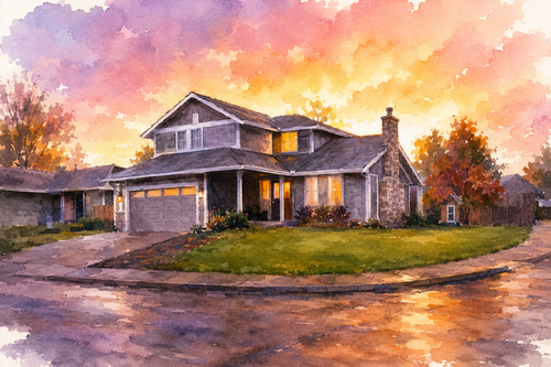 Framed watercolor house portrait print